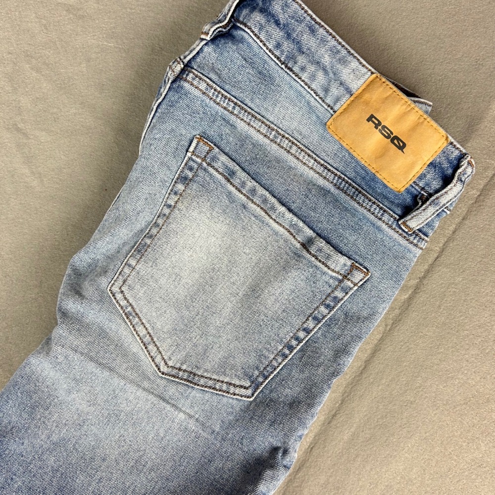 RSQ Skinny Jeans Mens 31x30 (32x29) Light Blue Denim Faded Distressed Slim Fit